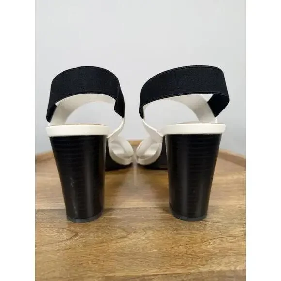 French Connection Women's Dakota Block Heel Sandals White/Black Size 9.5 NWB - Picture 5 of 14